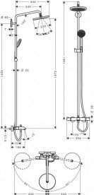 Душевая система Hansgrohe коллекция Croma Showerpipe 220 1jet с термостатом для ванны хром 27223000