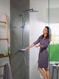 Душова система Hansgrohe колекція Crometta E Showerpipe 240 1jet з термостатом хром 27271000