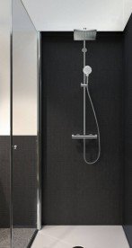 Душова система Hansgrohe колекція Crometta E Showerpipe EcoSmart 240 1jet з термостатом хром 27281000