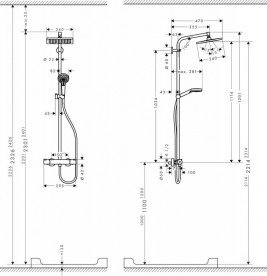 Душова система Hansgrohe колекція Crometta E Showerpipe EcoSmart 240 1jet з термостатом хром 27281000