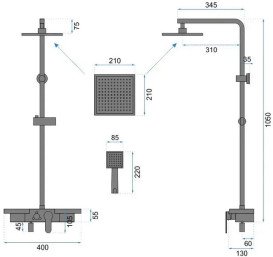 Душевая система Rea Bravo со смесителем черный REA-P0636