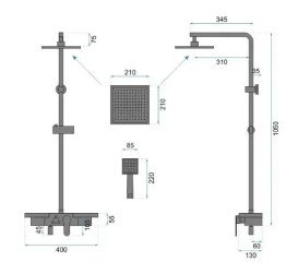 Душова система Rea Bravo із змішувачем золото REA-P4120