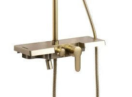 Душевая система Rea Bravo со смесителем матовое золото REA-P4121