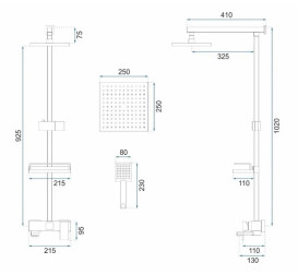 Душова система Rea Jack із змішувачем матове золото REA-P7050
