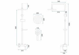 Душевая система Rea Luis со смесителем хром REA-P7007