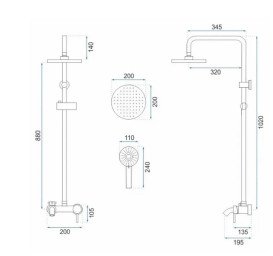 Душова система Rea Luis зі змішувачем матове золото REA-P7051
