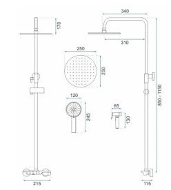 Душевая система Rea Max со смесителем черный REA-P6615