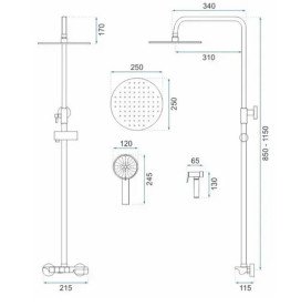 Душевая система Rea Max со смесителем золото REA-P6617