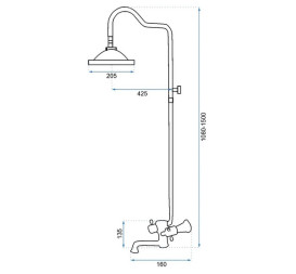 Душова система Rea Retro із змішувачем чорний REA-P2366