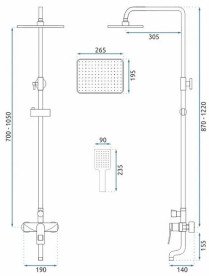 Душова система Rea Soul із змішувачем чорний REA-B9998