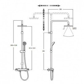 Душевая система Roca Victoria-T с термостатом и регулировкой высоты верхнего душа латунь хром A5A2018C00