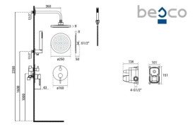 Душова система прихованого монтажу Besco Decco/Illusion I/Veo із змішувачем хром BP-DII-CH