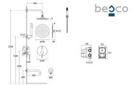Душева система прихованого монтажу Besco Veo/Decco/Illusion із змішувачем хром BP-V-CH