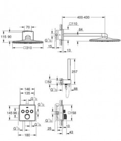 Душевая система скрытого монтажа Grohe Grohtherm SmartControl с Rainshower 310 SmartActive Cube хром 34804000
