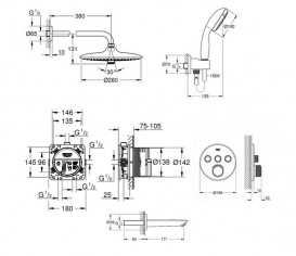 Душова система прихованого монтажу Grohe Grohtherm SmartControl хром UA34614SC3