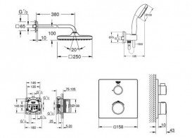 Душова система прихованого монтажу Grohe Grohtherm із Tempesta Cube 250 хром UA26415SC0