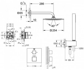 Душевая система скрытого монтажа Grohe Grohtherm Cube Rainshower F-Series хром 347410UR