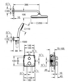 Душевая система скрытого монтажа Grohe QuickFix Precision Trend Perfect с Vitalio Comfort 250 Cube хром 34882000