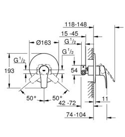 Душова система прихованого монтажу Grohe Eurosmart з верхнім душем New Tempesta Cosmopolitan 200 хром UA33556003