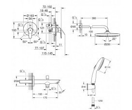Душевая система скрытого монтажа Grohe Eurosmart с верхним душем Tempesta 250 хром UA26415SC11