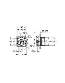 Душевая система скрытого монтажа Grohe Eurocube Rainshower Mono 310 Cube с верхним и ручным душем хром UA2406200L