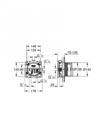 Душевая система скрытого монтажа Grohe Eurocube + Tempesta Cube 250 с верхним и ручным душем хром UA26415SC3