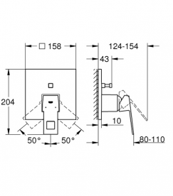 Душевая система скрытого монтажа Grohe Eurocube + Tempesta Cube 250 с верхним и ручным душем хром UA26415SC3