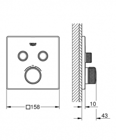 Душова система прихованого монтажу Grohe Grohtherm SmartControl + Tempesta Cube 250 з верхнім і ручним душем хром 26415SC1