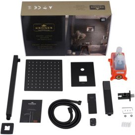 Душевая система скрытого монтажа Kroner KRP Edelstahl Kubus-SCH082 со смесителем нержавеющая сталь черный CV029972