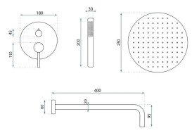 Душова система прихованого монтажу Rea Argon із змішувачем матове золото REA-P7810