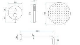 Душевая система скрытого монтажа Rea Lungo со смесителем белый матовый REA-P8540