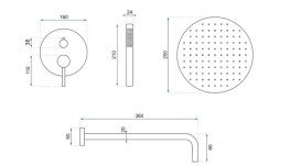 Душова система прихованого монтажу Rea Lungo Grip із змішувачем матове золото REA-P8950