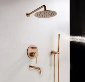 Душова система прихованого монтажу Rea Lungo із змішувачем рожеве золото REA-P6610