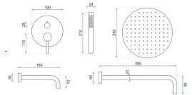 Душова система прихованого монтажу Rea Lungo із змішувачем рожеве золото REA-P6610