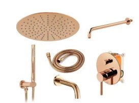 Душова система прихованого монтажу Rea Lungo із змішувачем рожеве золото REA-P6610
