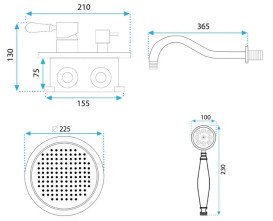 Душевая система скрытого монтажа Rea Serra со смесителем матовое золото REA-B1149