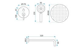 Душова система прихованого монтажу Rea Ontario із змішувачем нікель REA-P5503