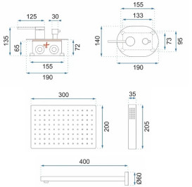 Душова система прихованого монтажу Rea Oval із змішувачем чорний REA-P8467