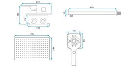 Душевая система скрытого монтажа Rea Moby со смесителем золото REA-P2405