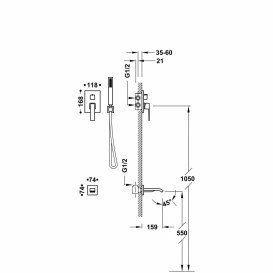 Душевая система скрытого монтажа Tres Slim Exclusive с изливом и однорычажным смесителем золото 20228007OR