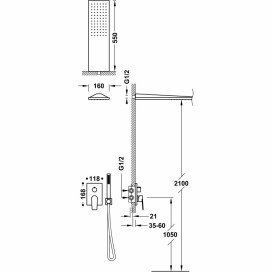 Душова система прихованого монтажу Tres Project-Tres з одноважільний змішувач сталь 21128005AC