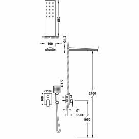 Душевая система скрытого монтажа Tres Project-Tres с однорычажным смесителем сталь 21128050AC