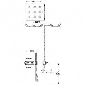 Душова система прихованого монтажу Tres B-system із термостатом матове золото 30725206OM