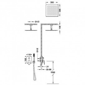 Душова система прихованого монтажу Tres Project-Tres зі змішувачем матове рожеве золото 21128003OPM