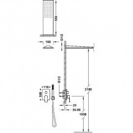Душова система прихованого монтажу Tres Project-Tres зі змішувачем матове рожеве золото 21128005OPM