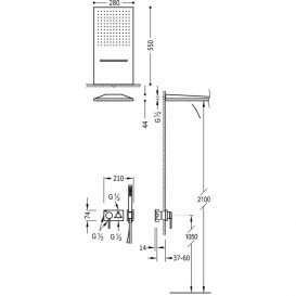 Душова система прихованого монтажу Tres 3V золото матовий 21027301OM