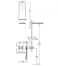 Душова система прихованого монтажу TresBlock System colors термостатична янтарно-жовтий/хром 20735202AM