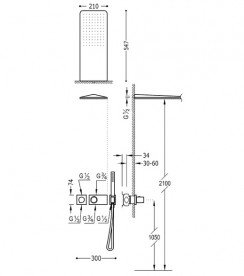 Душова система прихованого монтажу Tres Block System colors термостатична помаранчевий/хром 20735202NA