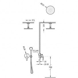 Душова система прихованого монтажу Tres Flat-tres з одноважільним змішувачем хром 20418080