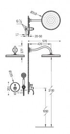Душевая система скрытого монтажа Tres Tres-Сlasic с однорычажным смесителем состаренная латунь матовая 24218003LM